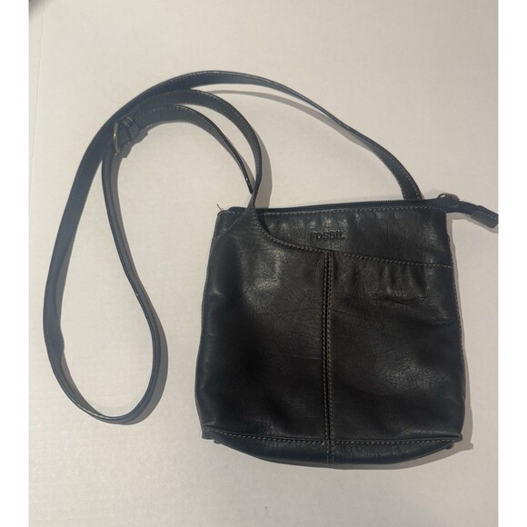 Fossil Jolie Black Soft Leather Crossbody Bag Adjustable Shoulder Strap - Picture 1 of 14